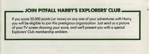 Join Pitfall Harry's Explorers' Club